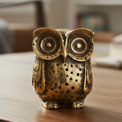 Antique Gold Metal Owl