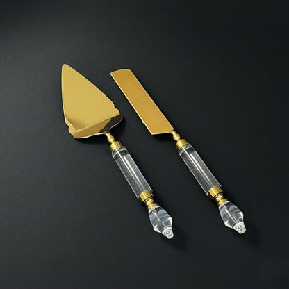 Opulent Gold Cake Server And Knife Set