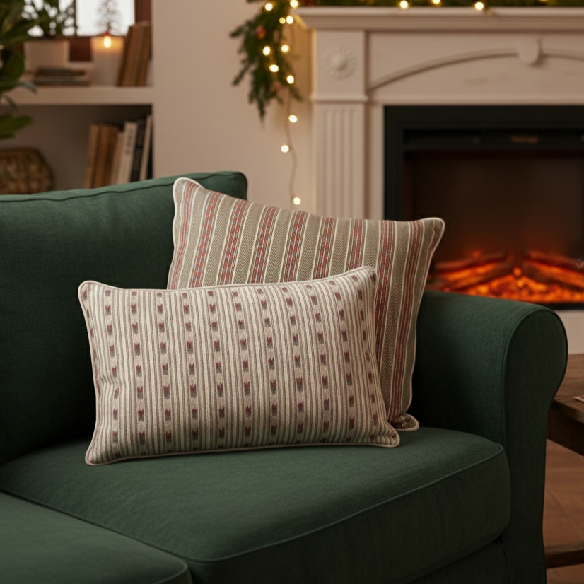 Beige Stripe linen Cushion Cover 18 x 18