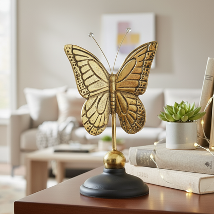 Antique Gold Metal Decorative Butterfly Sculpture