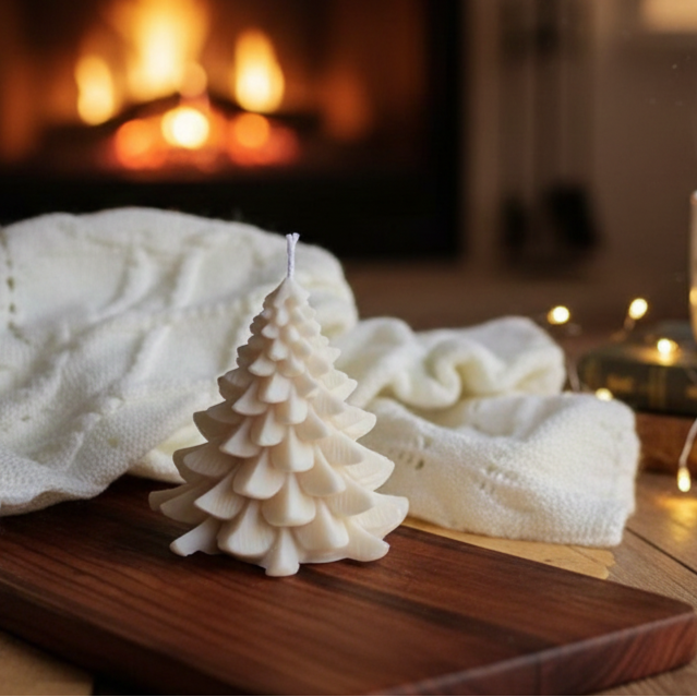 Vanilla Christmas Tree Soy Candle - White