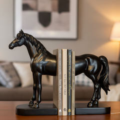 Sculpted Black Horse Bookend