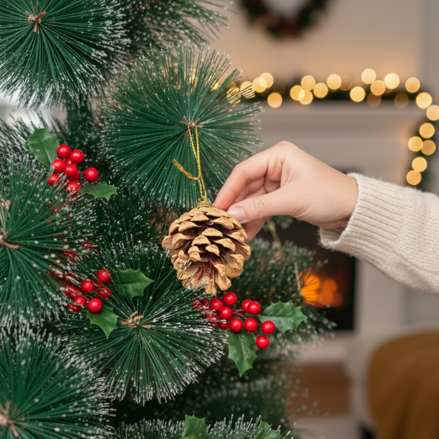Christmas Ornaments -Pine Cone Hanging Pack of 6