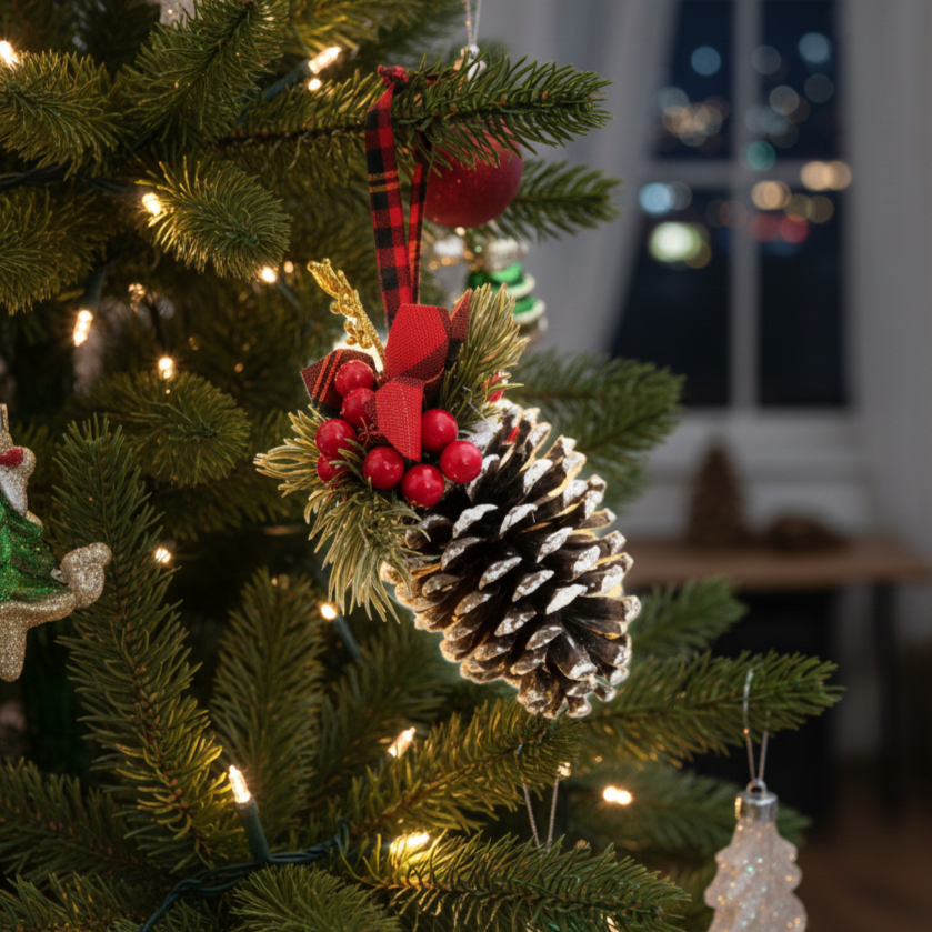 Christmas Ornament - Frosted Pine Hanging