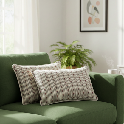 Beige Stripe  Linen Cushion Cover 12 x 18