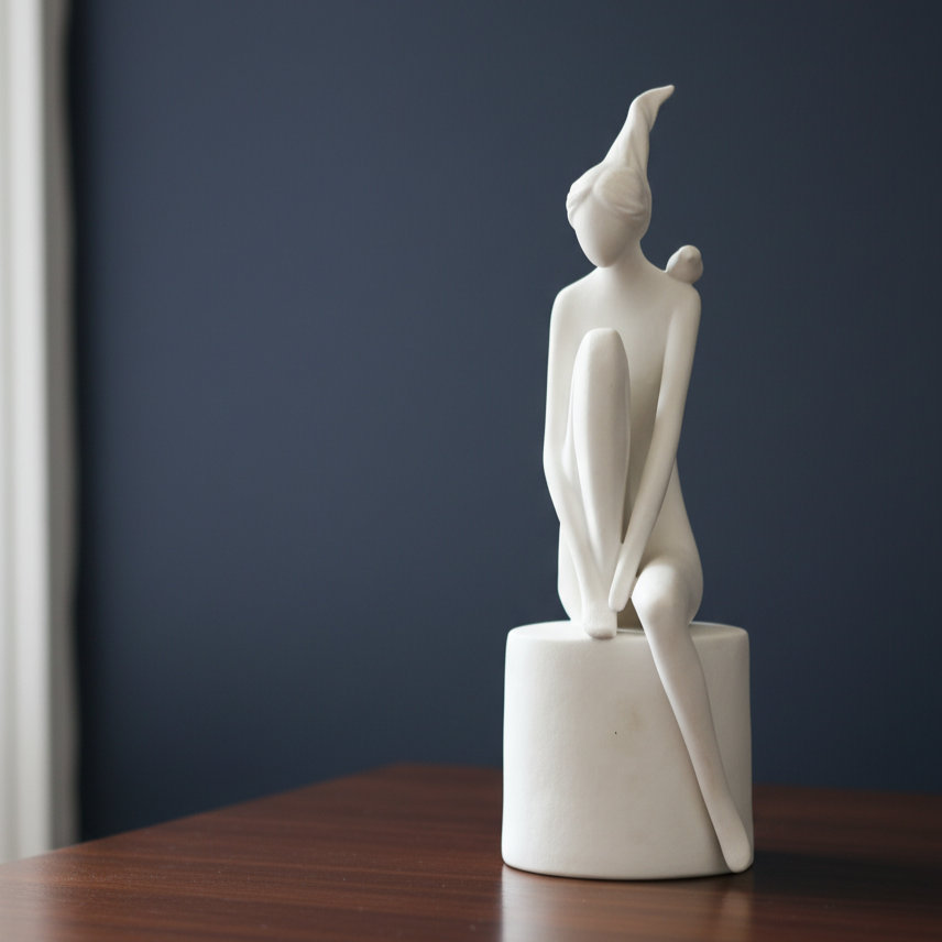 Porcelain White Women Sculpture