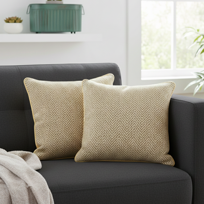 Gold & Black Herringbone Cushion Cover 18 x18