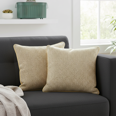 Gold & Black Herringbone Cushion Cover 18 x18