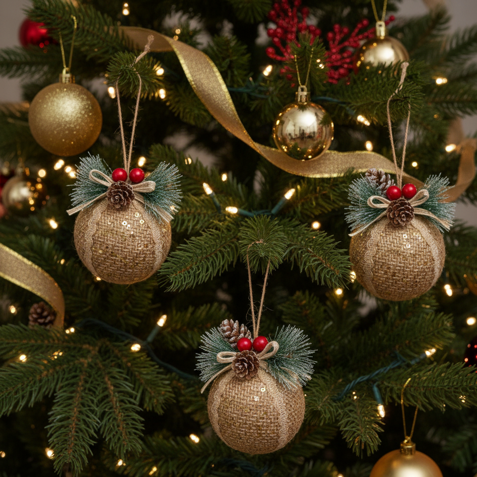 Christmas Tree Decoration-Pack of 3 Jute Balls
