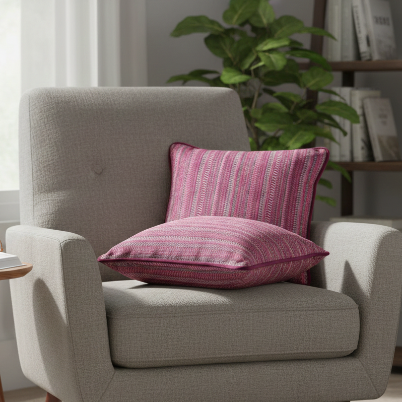 Magenta Zig Zag  Velvet Cushion Cover 16 x 16