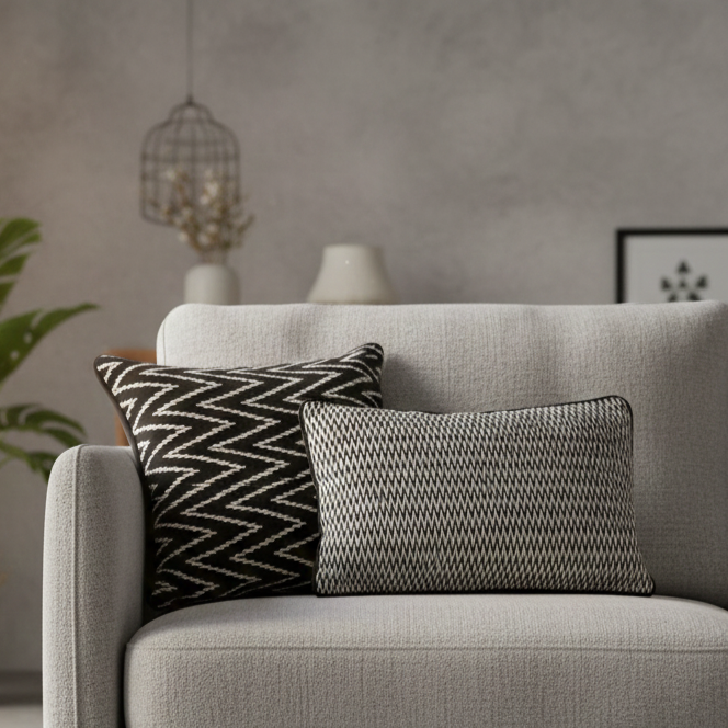 Black And White Velvet Cushion Cover 12 x 18