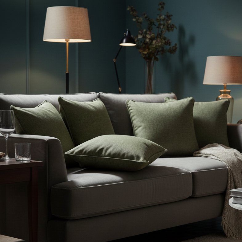 Solid Olive Green Velvet Cushion Cover 18 x 18