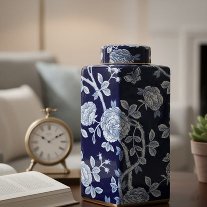 Midnight Peony Decorative Porcelain Jar