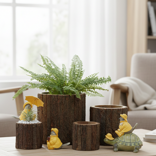 Wooden Bark Planter/ Base