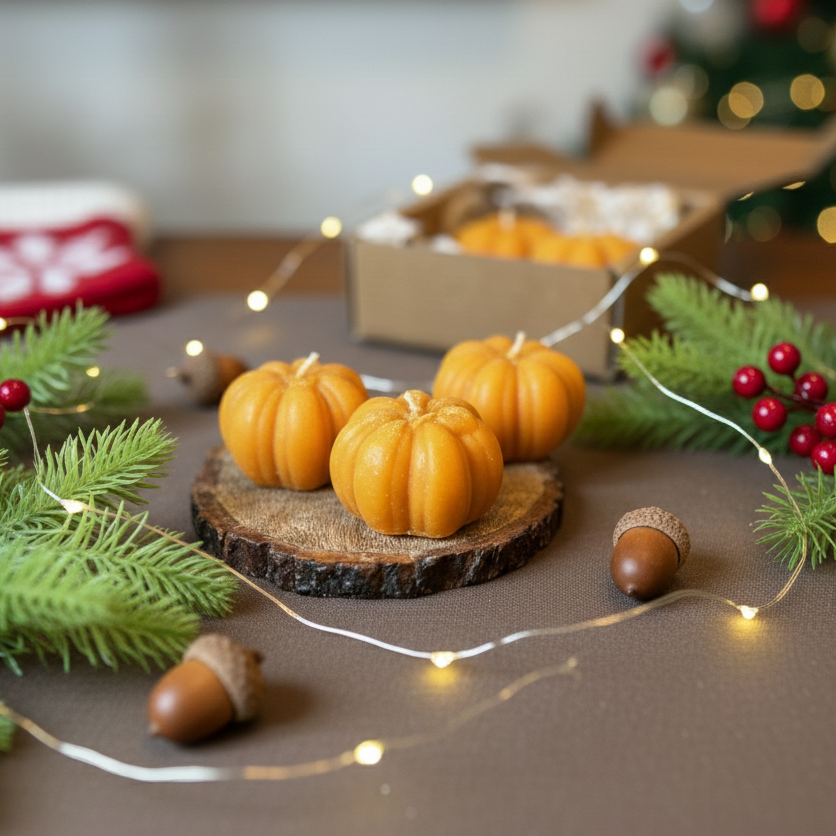 Orange Mini Pumpkin Soy Candle - Set Of 3