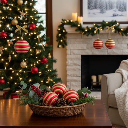 Christmas Tree Decoration-Pack of 6 Red & Golden Balls