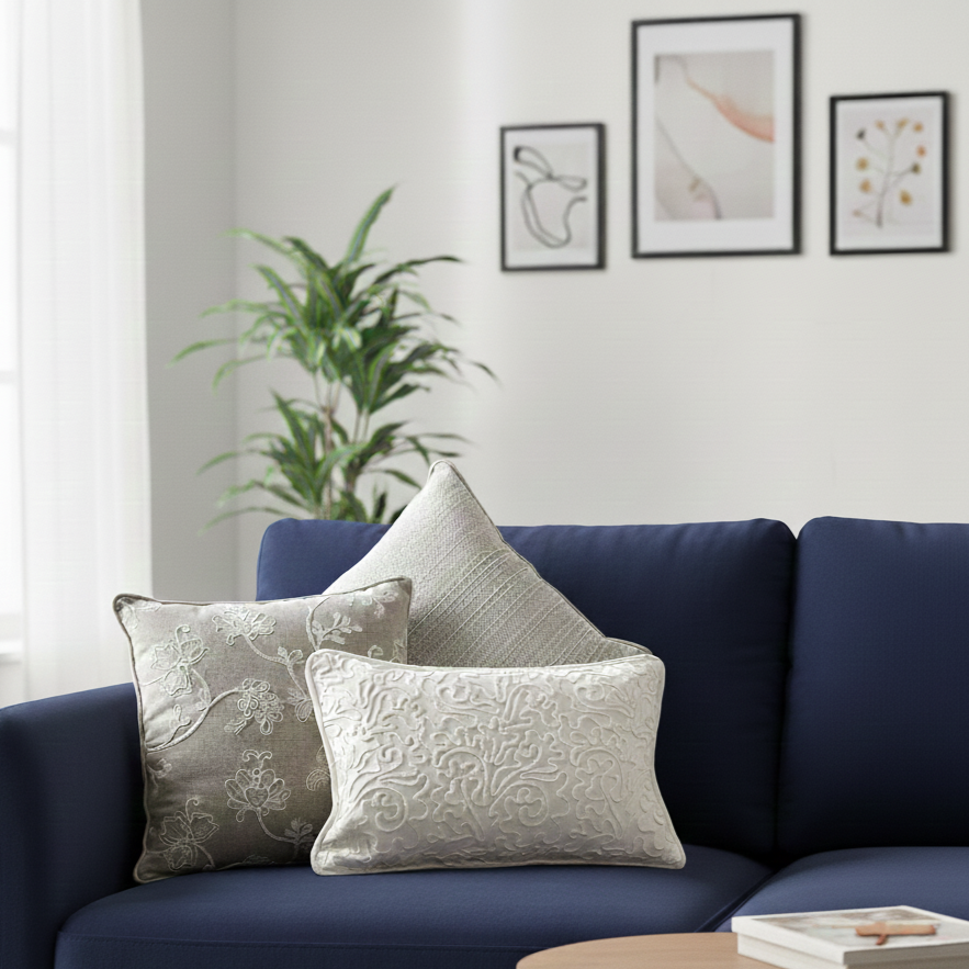 Beige Woven Linen Cushion Cover 18 x 18