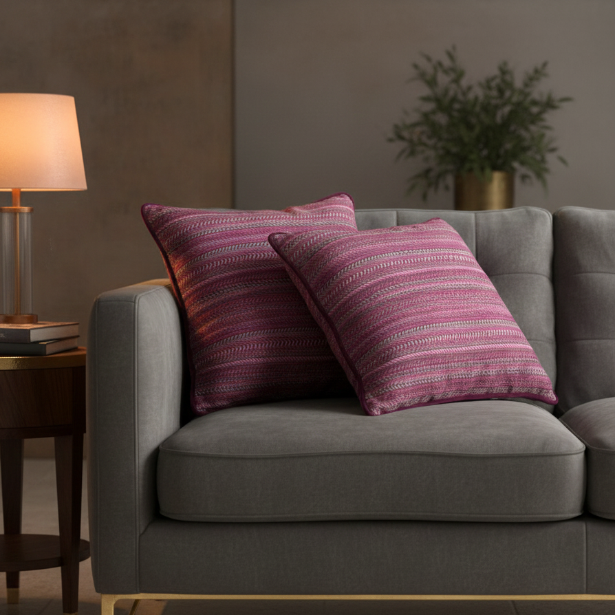 Magenta Zig Zag  Velvet Cushion Cover 16 x 16