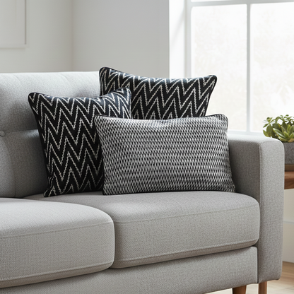 Black And White Velvet Cushion Cover 12 x 18