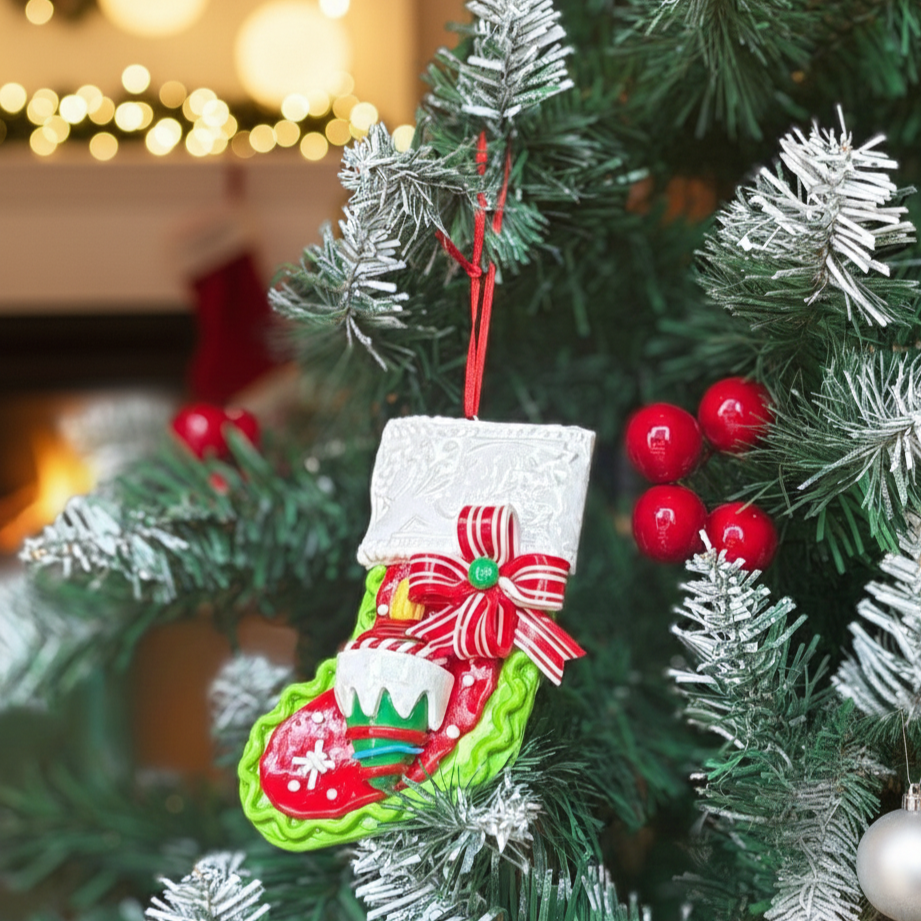 Christmas Ornaments - Light Green Stocking Hanging