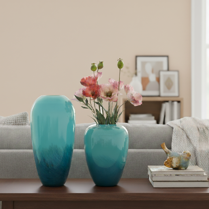 Ocean Blue Handblown Glass Vase