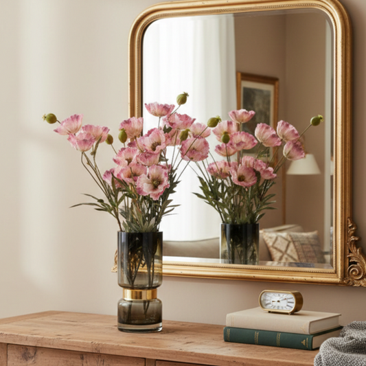 Artificial Poppy Flower Stem - Pink