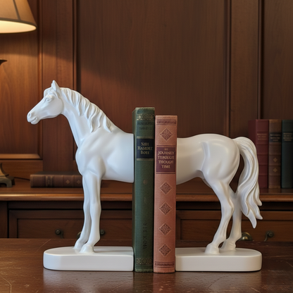 Sculpted White Horse Bookend