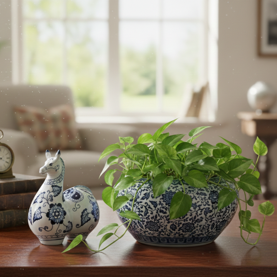 Large Blue And White Porcelain  Planter