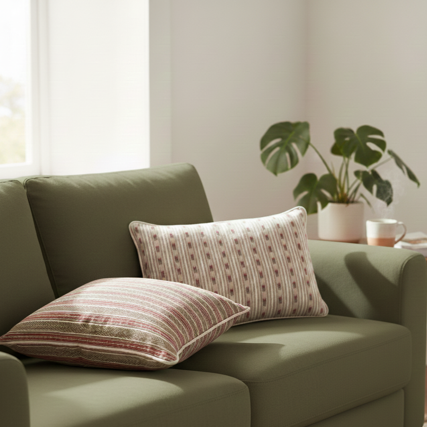 Beige Stripe linen Cushion Cover 18 x 18