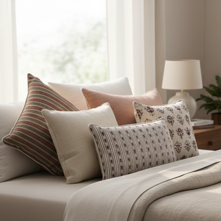 Beige Stripe linen Cushion Cover 18 x 18