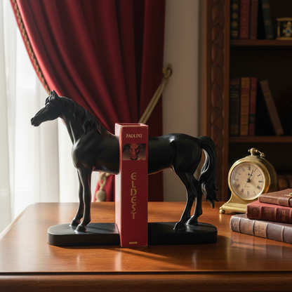 Sculpted Black Horse Bookend