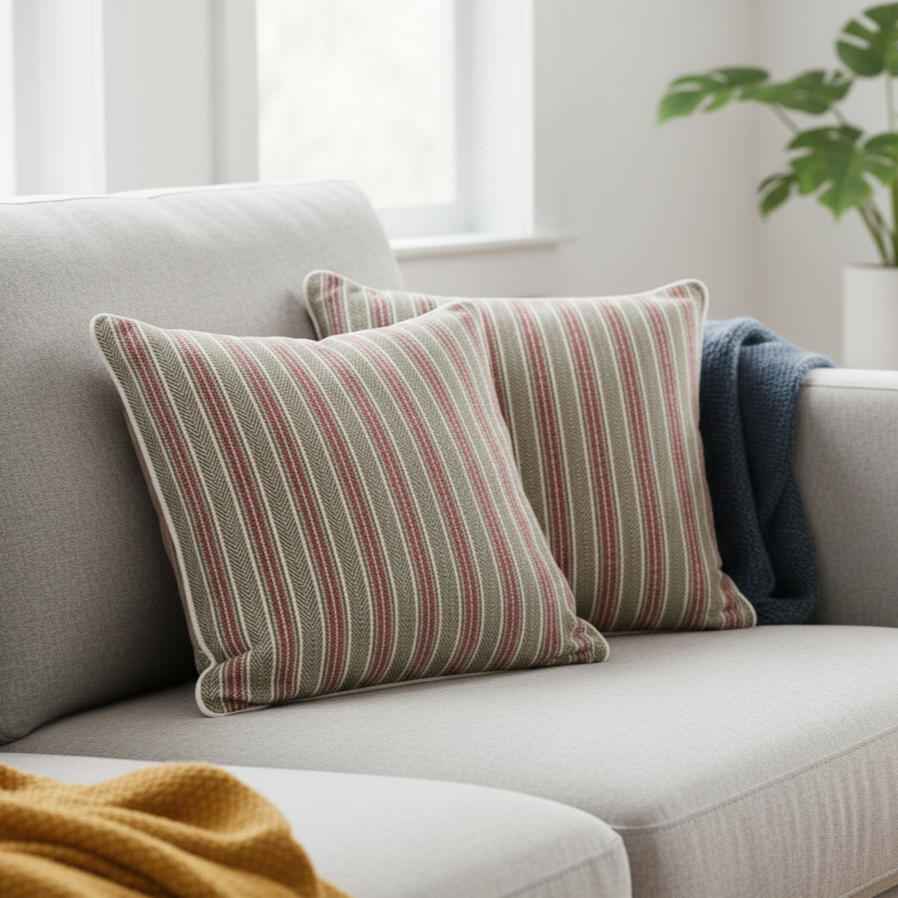 Beige Stripe linen Cushion Cover 18 x 18