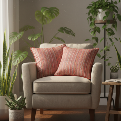 Rust Zig Zag  Velvet Cushion Cover 16 x 16