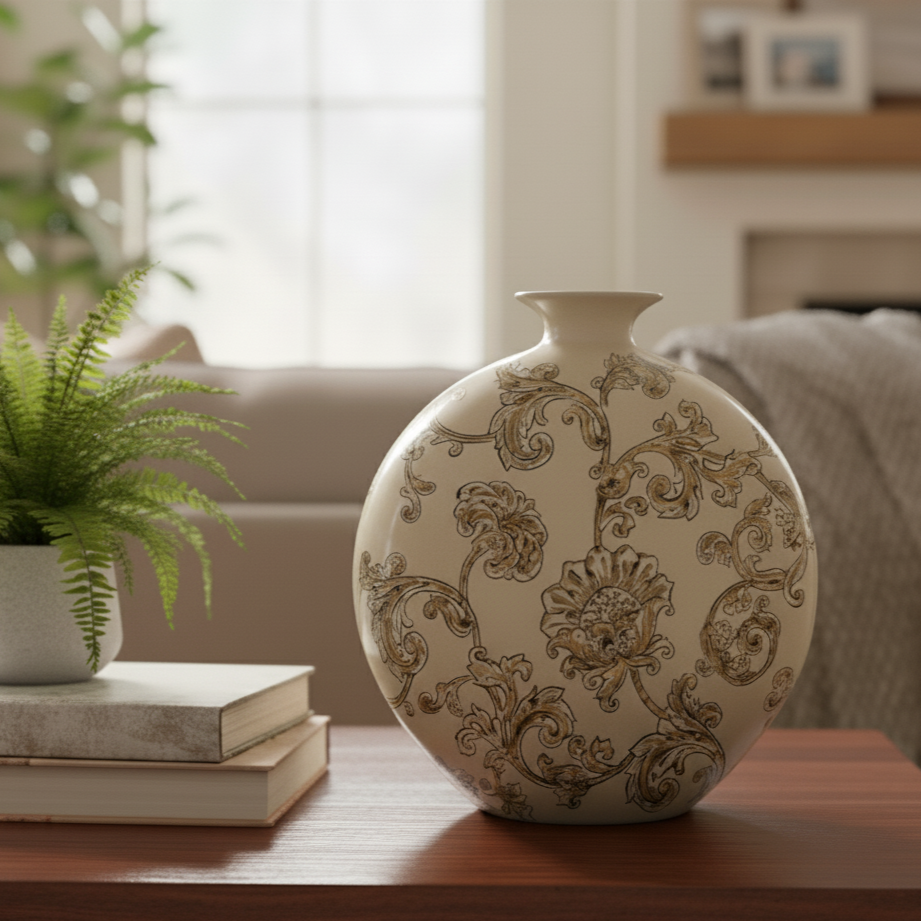 Ivory Grace Coral Ceramic Vase