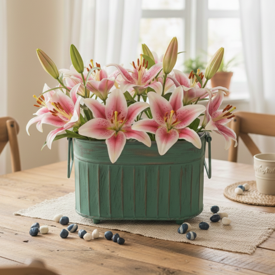 Rectangular Metal Planter Patina