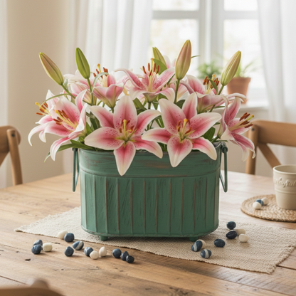 Rectangular Metal Planter Patina