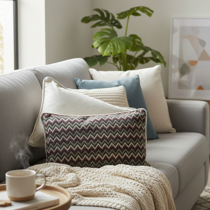 Zig Zag Velvet Cushion Cover  12 x 18