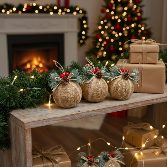 Christmas Tree Decoration-Pack of 3 Jute Balls