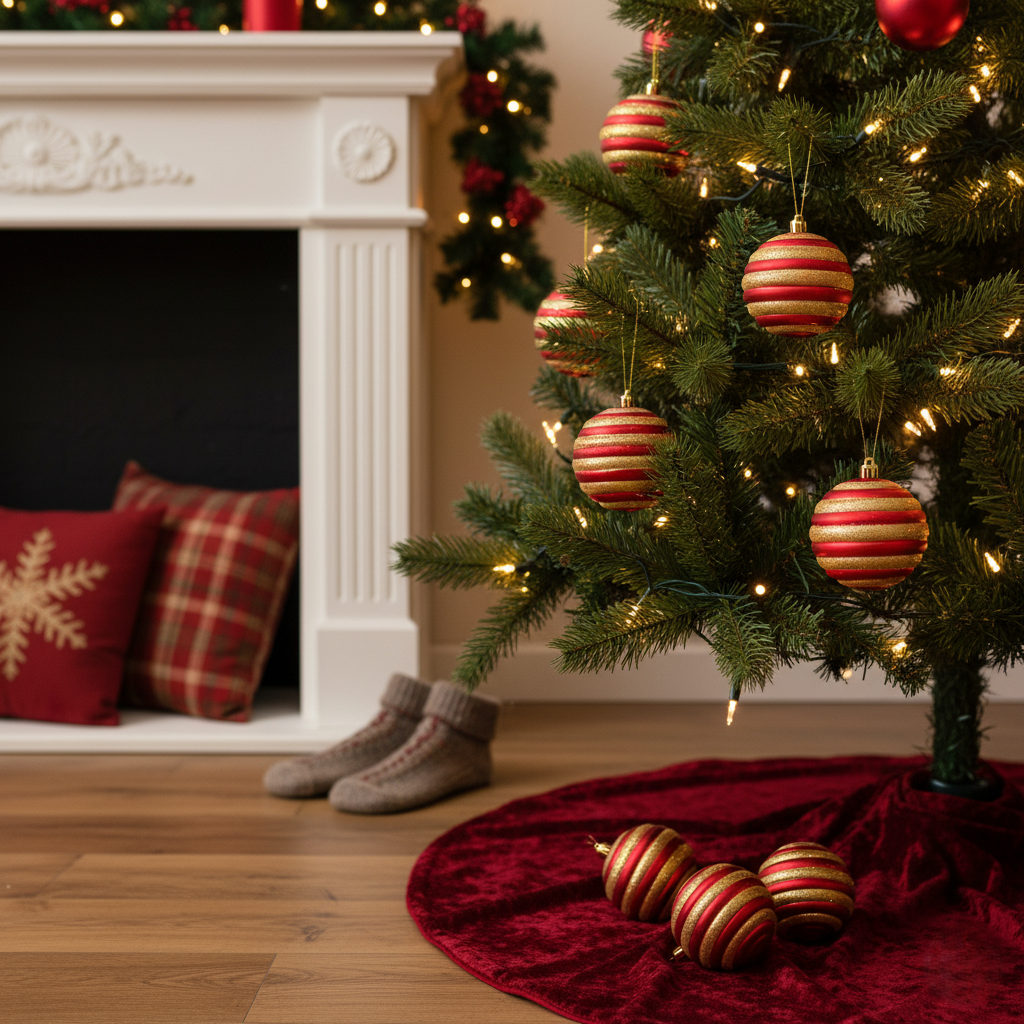 Christmas Tree Decoration-Pack of 6 Red & Golden Balls