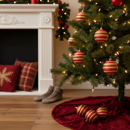 Christmas Tree Decoration-Pack of 6 Red & Golden Balls