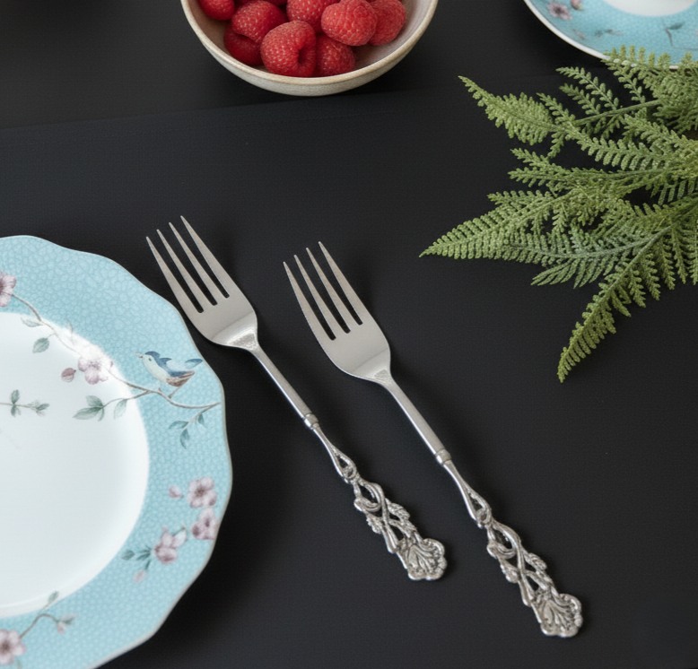 Antique Rose Table Forks - Set Of 2