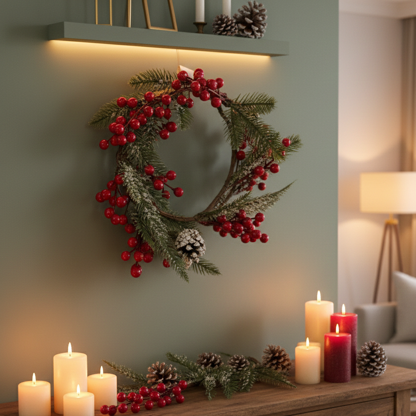 Christmas Decoration Berry Pine Wreath