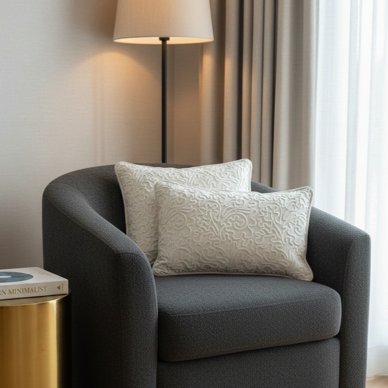 Modern White Velvet Cushion Cover 12 x 18