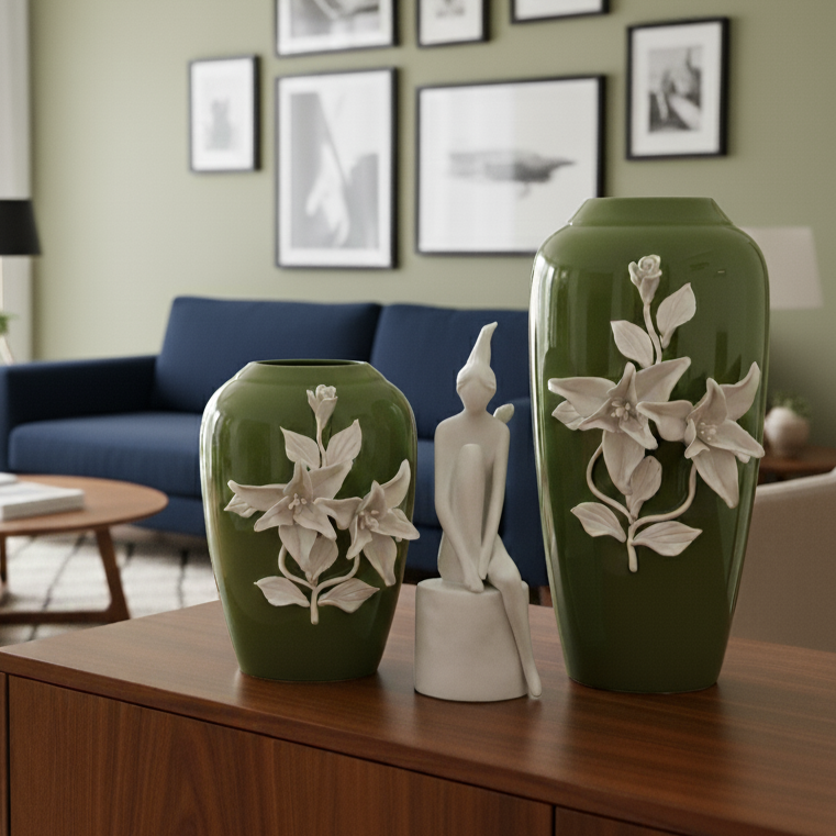 Green Ceramic Flower Vase