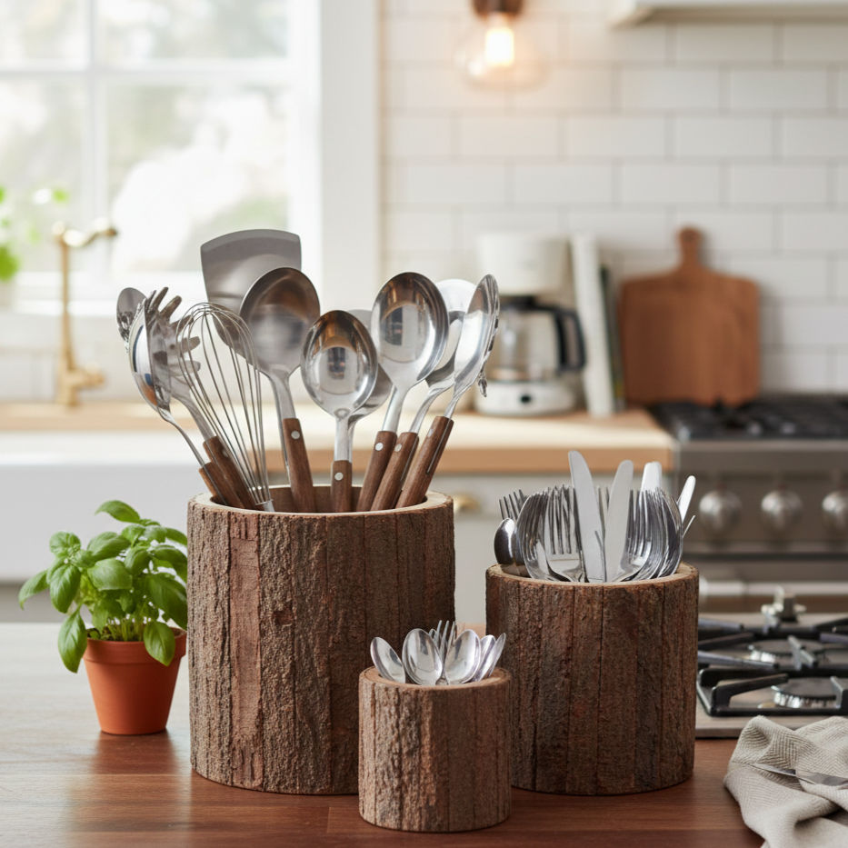 Wooden Bark Planter/ Base