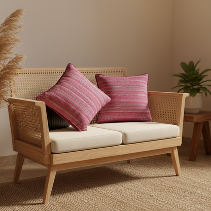 Magenta Zig Zag  Velvet Cushion Cover 16 x 16