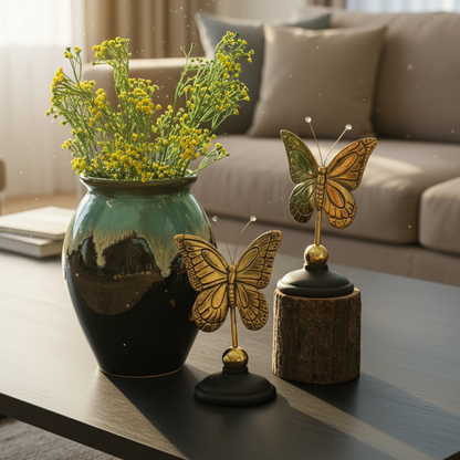 Antique Gold Metal Decorative Butterfly Sculpture