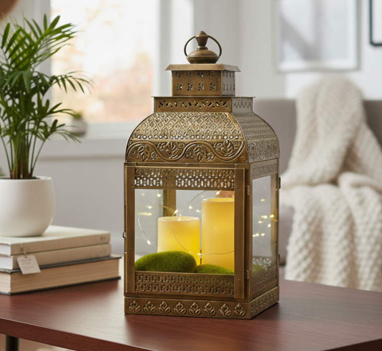Antique Metal Glass Lantern