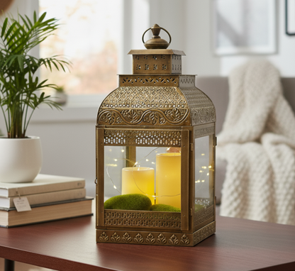 Antique Metal Glass Lantern