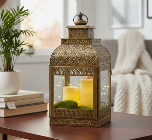 Antique Metal Glass Lantern
